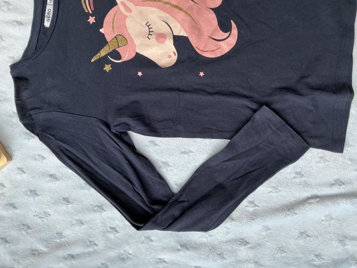 teeshirt manches longues marine dessin licorne rose devant 12 ans gémo - photo numéro 4