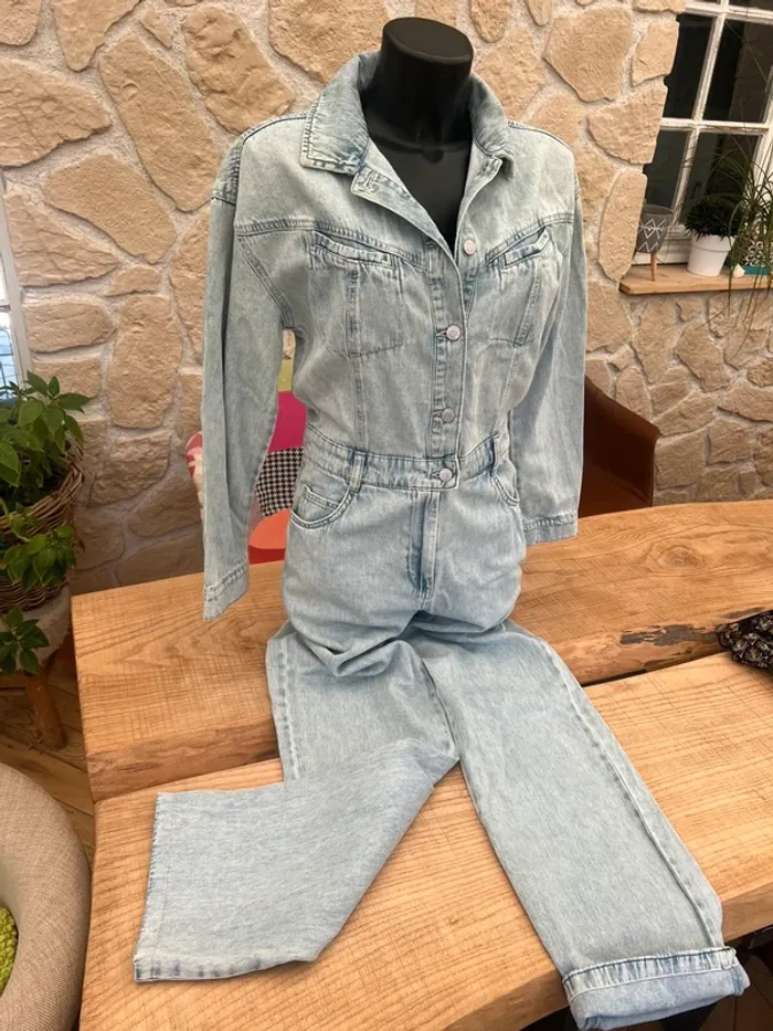 Combinaison en jean salopette femme taille S 36 promod Zara - photo numéro 2