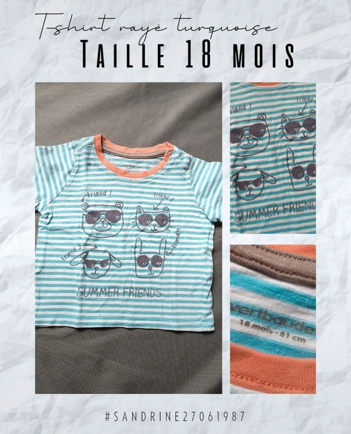 T-shirt rayé turquoise