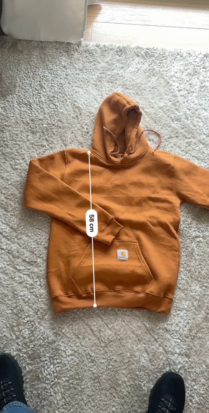 Hoodie Carhartt rework M – orange vintage – style workwear - photo numéro 5