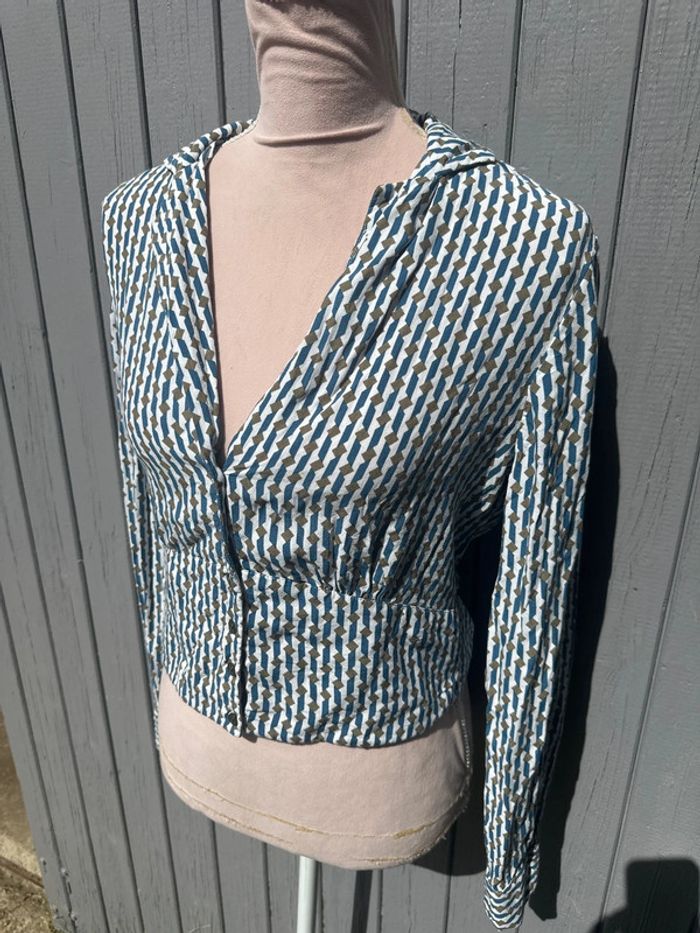 Haut manches courtes léger été crop top imprimé promod 40/L - photo numéro 2