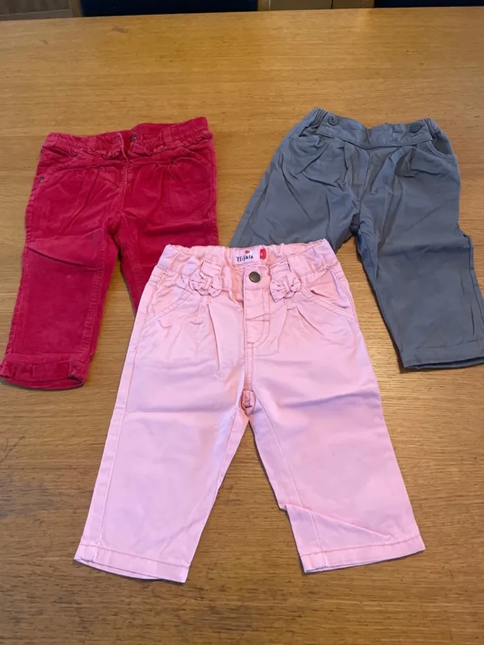 3 pantalons fille 9 mois