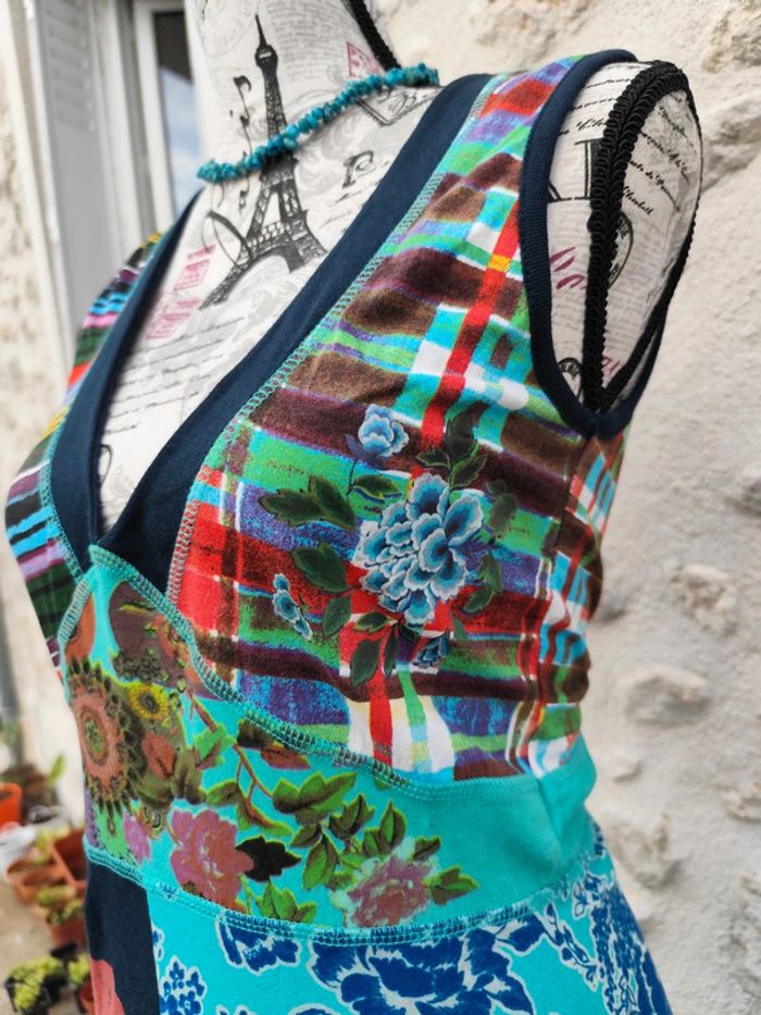 Robe Desigual taille S bleue verte rouge - photo numéro 3