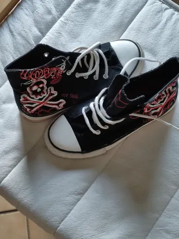 💋 basket rock 🤘brodée tête de mort 💀X BRAND année 90/2000 vintage