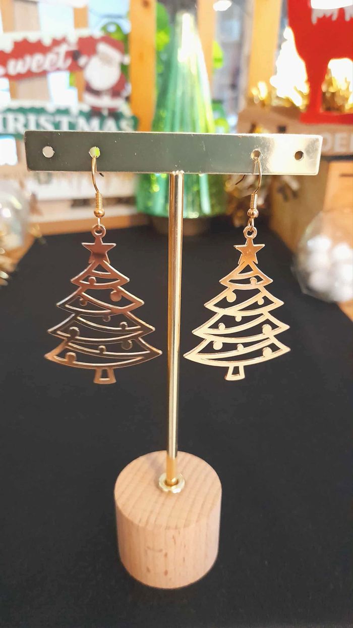 Bijoux Noël | 🎄 Boucles d'oreilles plaqué or neuves Sapin de Noël