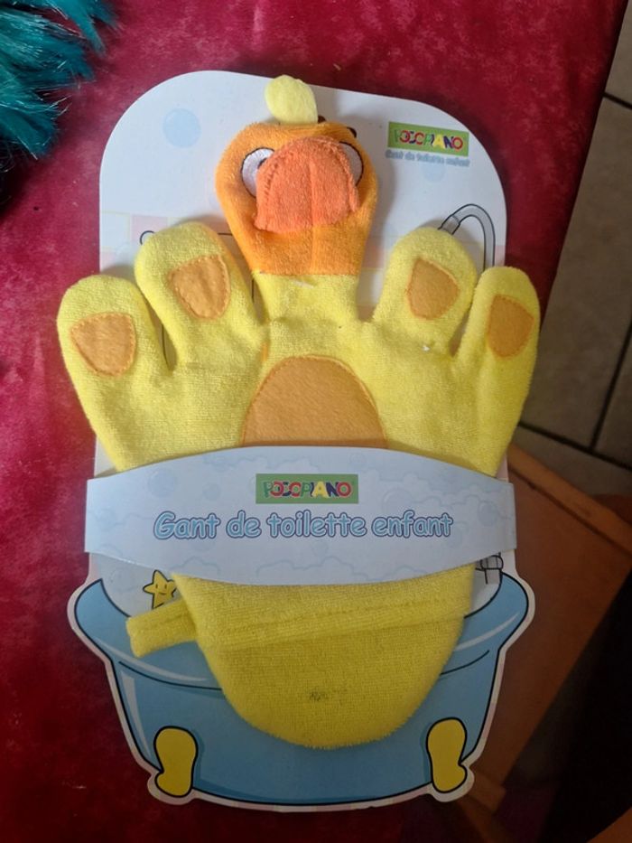 Gant toilette marionnettes canard jaune