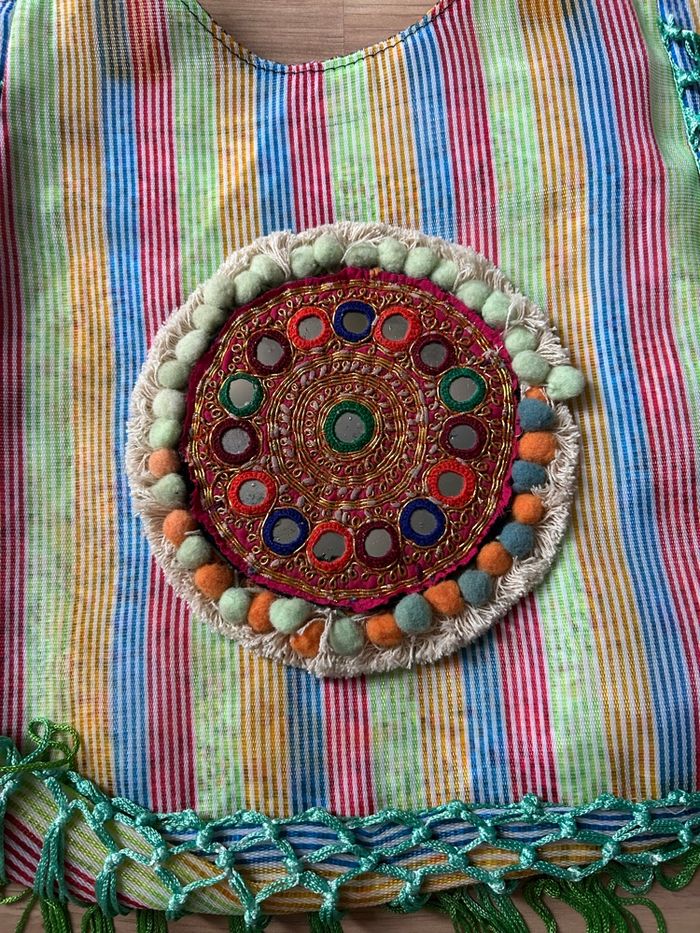 Sac à main vert à rayures Neuf Flora - photo numéro 3