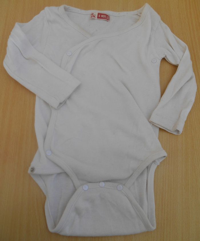 Body garçon/fille 6 mois blanc manches longues DPAM
