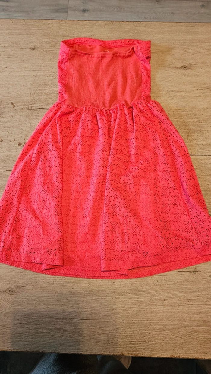 Robe bustier courte, en broderie, corail, My favorite Cache Cache, 34, nickel - photo numéro 6