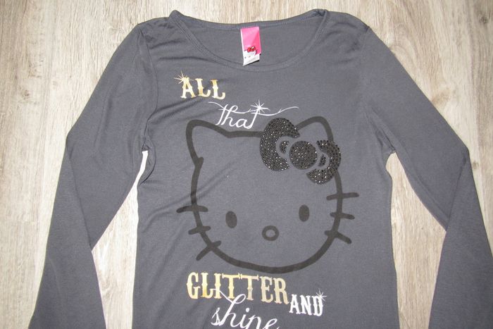TEE SHIRT LONG ML GRIS FILLE "HELLO KITTY" - 10 ANS - n°01 - photo numéro 3