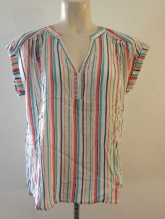 Blouse rayée ample manches courtes taille L look féminin