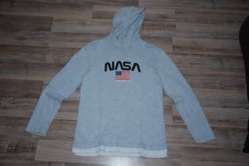 sweat capuche coton garçon nasa gris H&M 10-12 ans