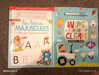 Cahier d'apprentissage effaçable