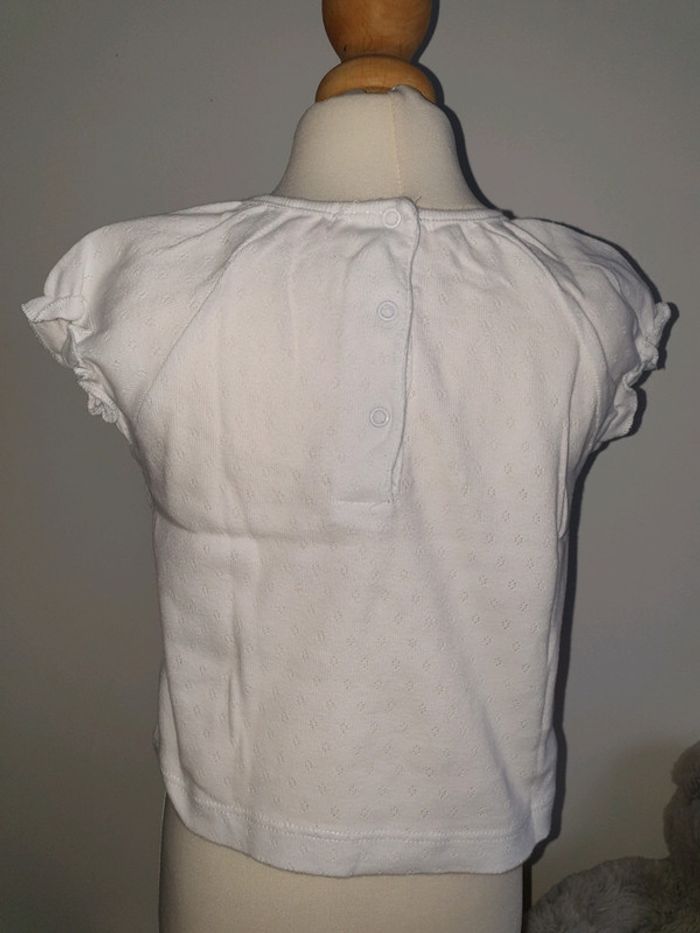 T-shirt blanc manches courtes Lulu Castagnette 18 mois - photo numéro 2