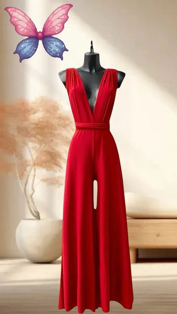 Combinaison rouge tendance dos nu pour soirées estivales