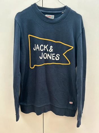 Sweat-shirt bleu marin et jaune - en coton jack & jones - taille L