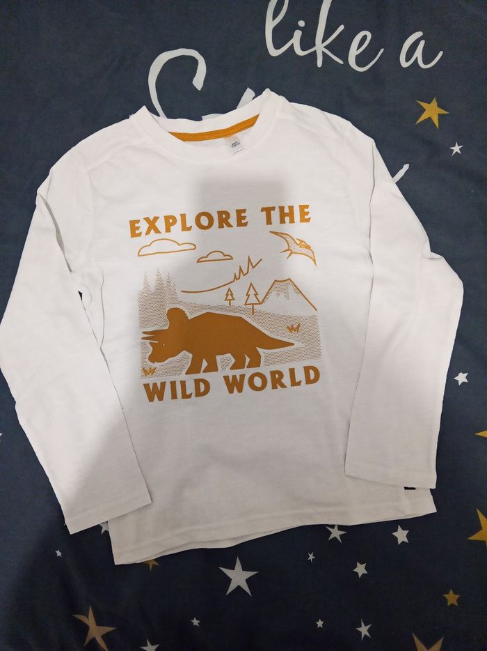T-shirt ML "explore the wild world" _ 8 ans