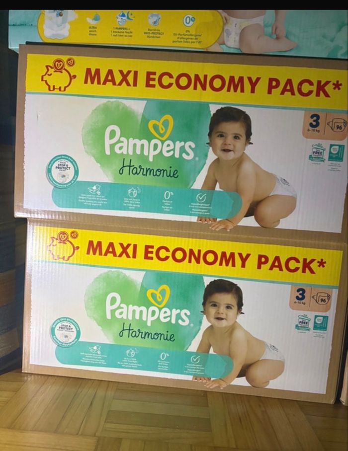 2 maxi économy pack Pampers harmonie taille 3