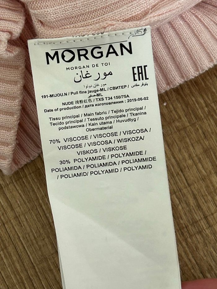 Pull rose clair à manches longues Morgan taille XS TBE - photo numéro 10