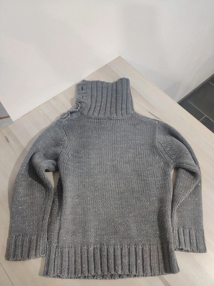 Pull col roulé gris avec filaments brillants 5 ans maille - photo numéro 5