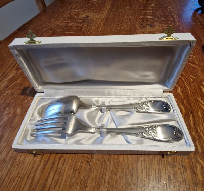 Couverts en Métal Argenté dans leur Coffet d'origine, Neufs jamais utilisés - photo numéro 4