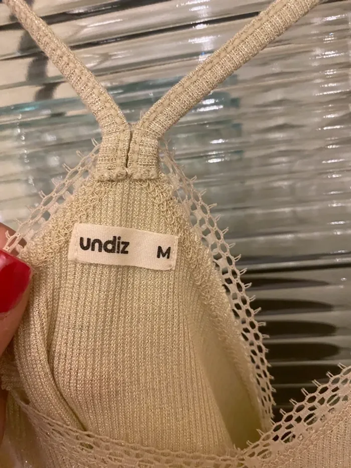 Débardeur beige avec fils dores viscose M Undiz - photo numéro 3