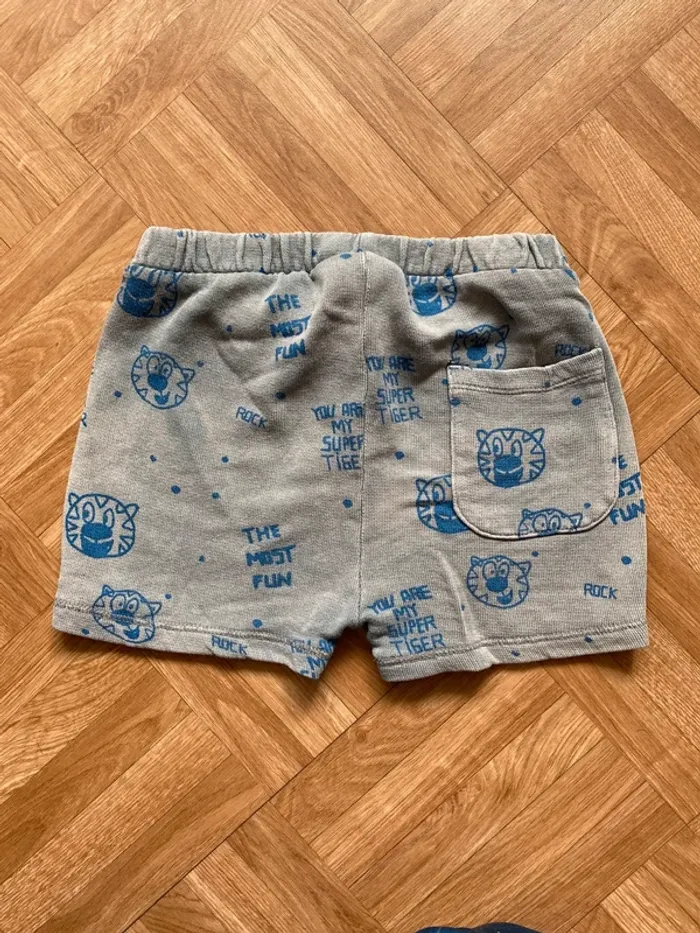 Short gris avec motifs bleu taille 18/24 mois Zara - photo numéro 3