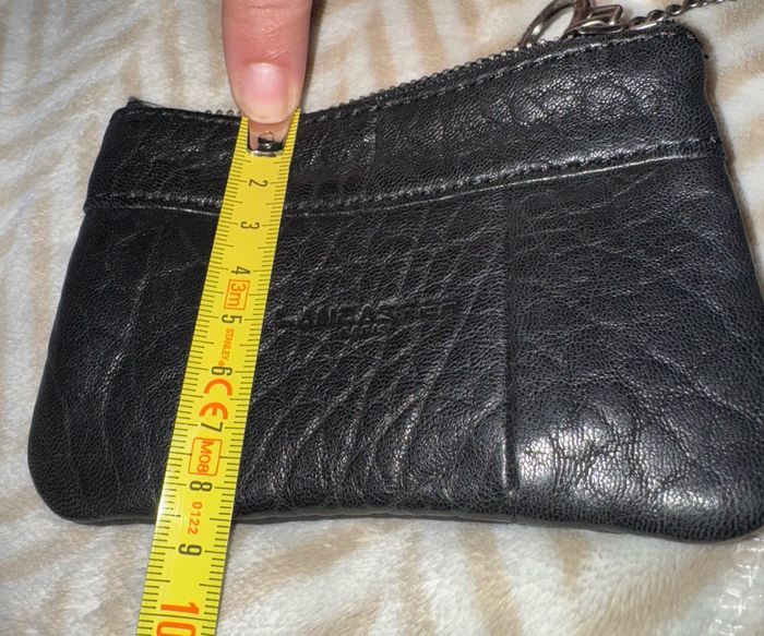 Porte monnaie noir et argenté Lancaster en cuir avec anneau - photo numéro 10