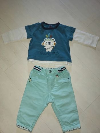 Ensemble haut ourson indien et pantalon 6 mois