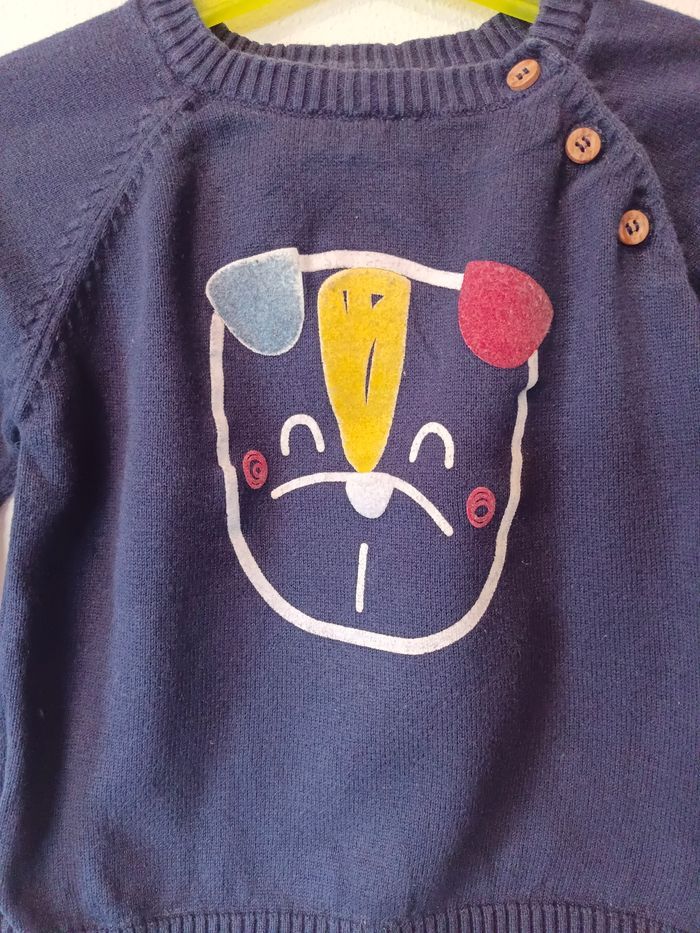 Pull bleu marine imprimé Mots d'enfants 18 mois - photo numéro 3