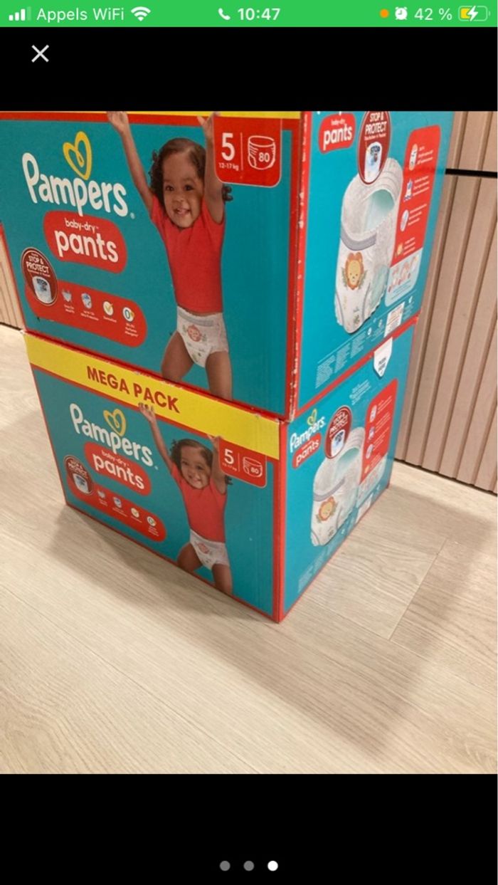 Lot de 2 boites de couches pampers pants par 80p - photo numéro 3