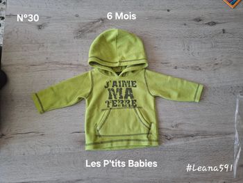 🌷N°30🌷Pull à capuche - Les P'tits Babies - 6 Mois🌷