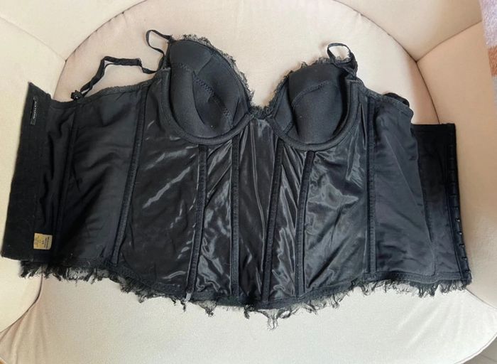 Bustier corseté noir broderies et soie taille 34 - Elie Tahari - photo numéro 4