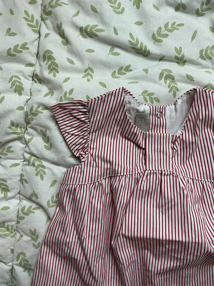 robe manches courtes rayé rouge avec doublure 9 mois chicco - photo numéro 6