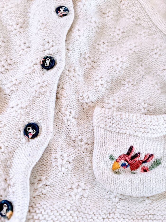 Gilet cardigan tricoté Sergent major 6 mois 68 cm blanc cassé - photo numéro 2