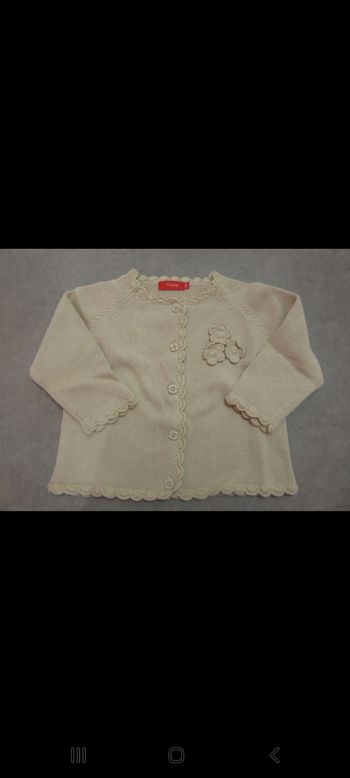 NEUF Gilet beige fantaisie fleurs Tissaïa - 12 mois