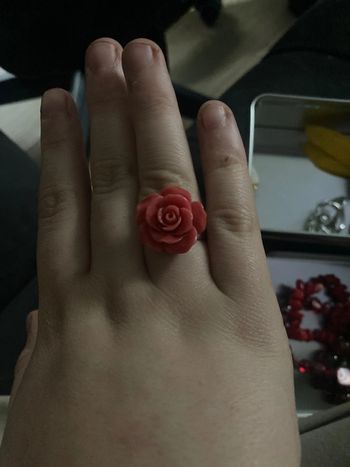 Bague  réglable fleur rose
