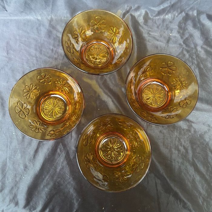 Ensemble 4 bols ambrés vintage Vereco Daisy - photo numéro 5
