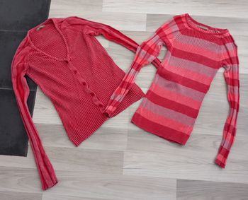 Ensemble cardigan + pull femme à rayures Casual Woman Tex taille 38