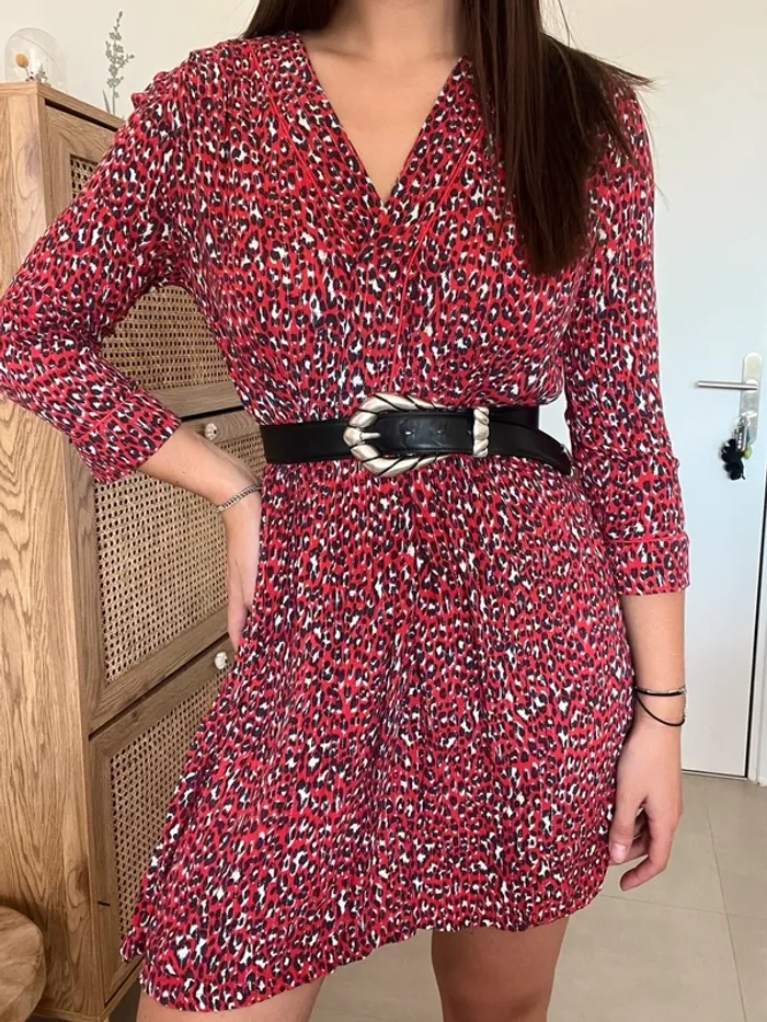 Robe rouge/rose léopard Opullence - photo numéro 3