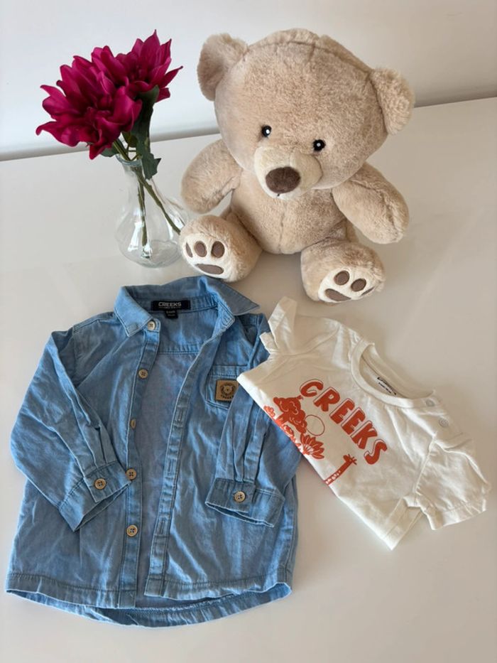 Chemise en jeans et t-shirt 6 mois