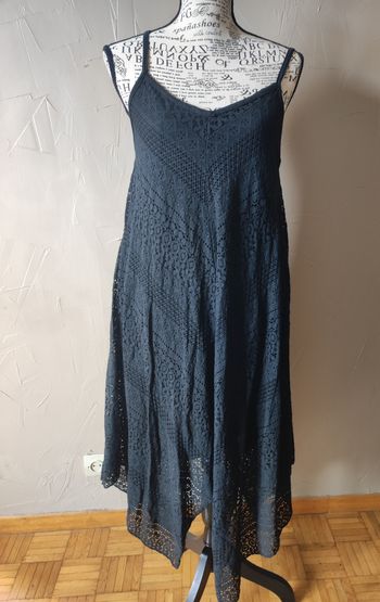 Robe été noire asymétrique dentelle taille unique italienne