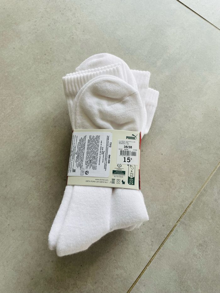 lot de 3 paires de chaussettes puma 35/38 blanches - photo numéro 2