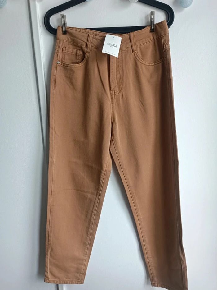 Jean camel taille haute 100% coton Kouka Neuf avec étiquette - photo numéro 2