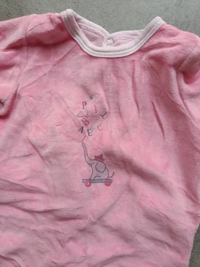 Pyjama rose velours Petit bateau 60cm - photo numéro 2