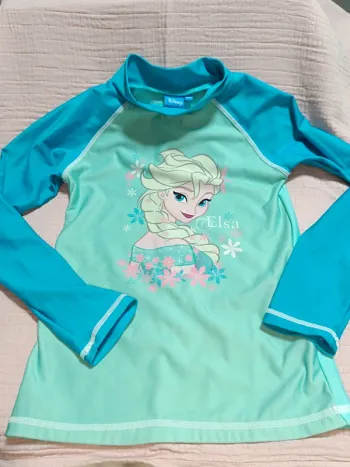 T-shirt Anti-UV💛Reine des neiges 🩵 Taille 7-8ans