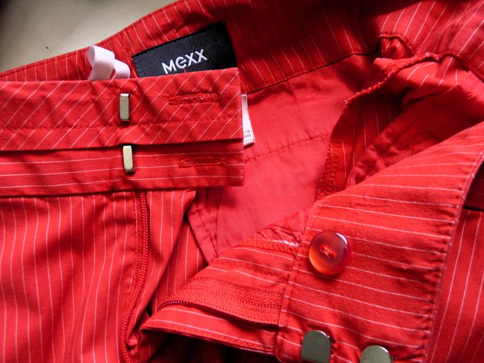Pantalon Femme MEXX 36 S TBE Rouge rayures blanc revers - photo numéro 3