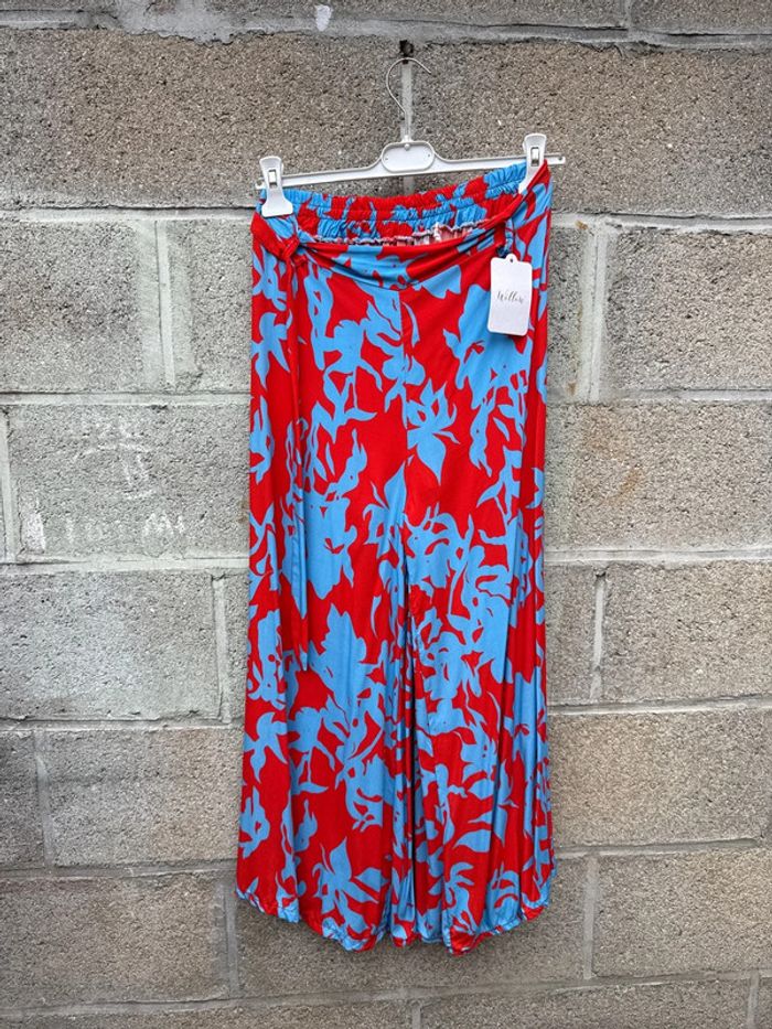 Pantalon été jambes larges taille unique