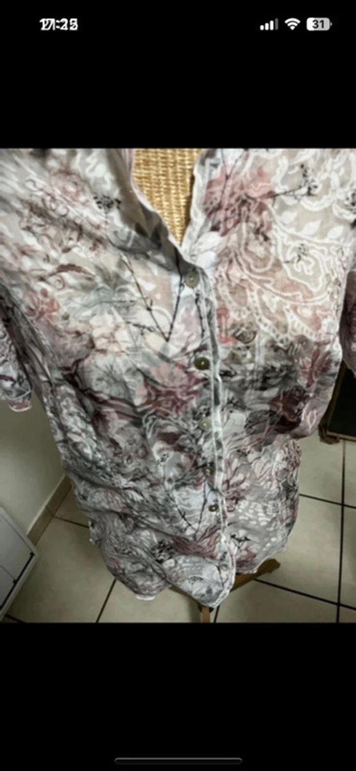 Chemise fleuri transparente fait lady - photo numéro 3