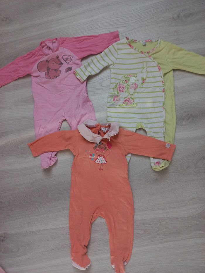 Lot de 3 pyjamas en coton fille 6 mois Kimbaloo